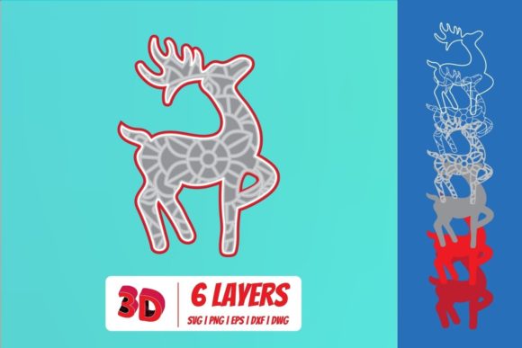 3D Christmas Deer SVG Cut File for Creative Projects