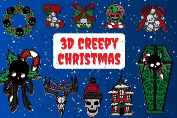 3D Creepy Christmas SVG Bundle