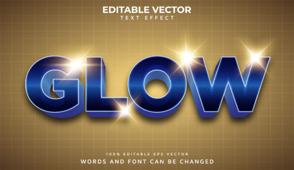 3D Glow Text Effect Eps Editable Vector