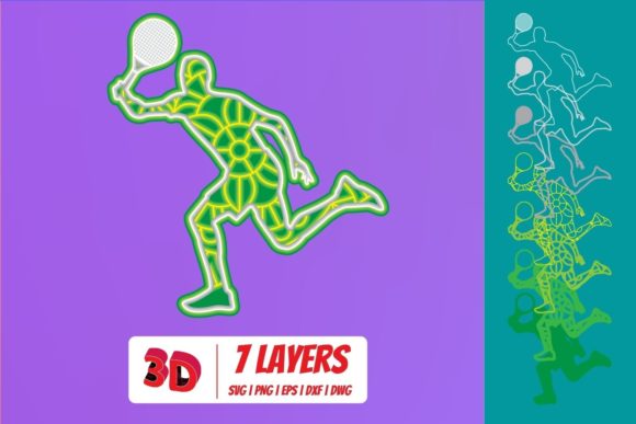 3D Layered Tennis Player 2 SVG Cut File