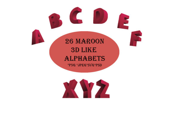 3D Like Maroon Alphabetic Clipart: A Versatile Design Tool