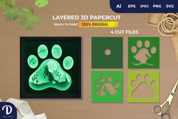 3D Shadowbox Cat Paws in the Forest
