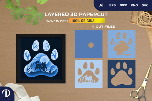 3D Shadowbox Dog Paws in the Forest: A Creative and Versatile Design for Art and Function
