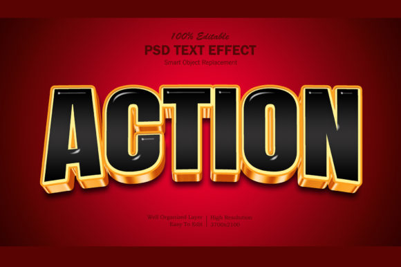 Enhancing Visual Appeal with the 3D Action Black Gold Color Text Effect