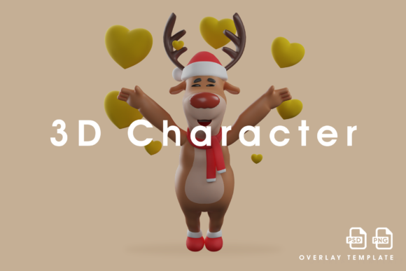 Enhancing Your Design Projects with a Romantic 3D Deer Surrounded by Hearts