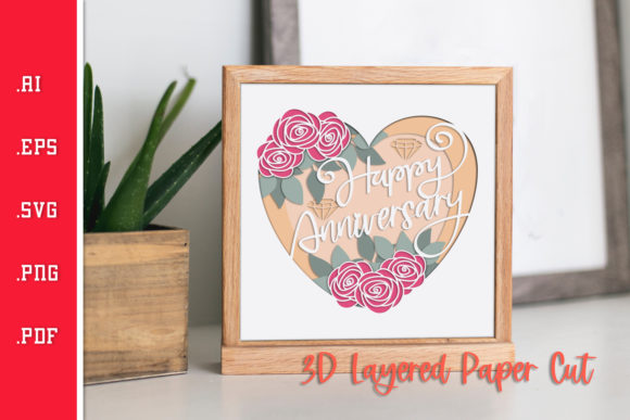 Happy Anniversary Rose - 3D Layered: A Versatile Digital Asset for Creative Projects
