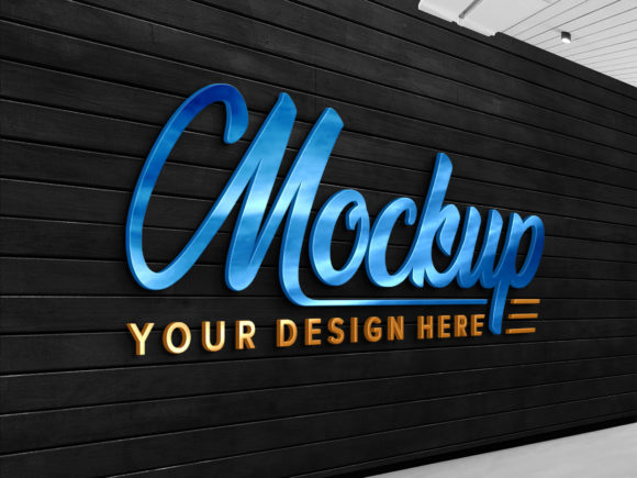 Logo Mockup 3D Sign on Black Wood Wall – A Strategic Tool for Professional Brand Presentation