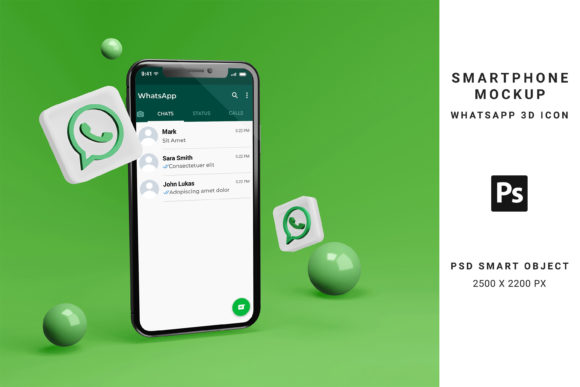 Smartphone Mockup with Whatsapp 3d Icon